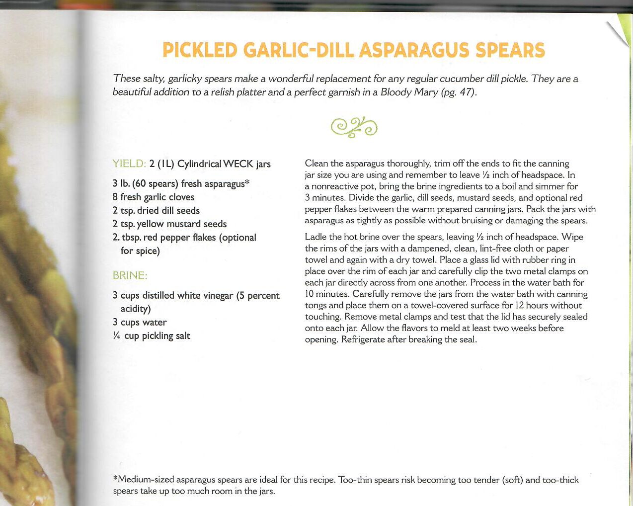 Pickled Garlic-Dill Asparagus Spears